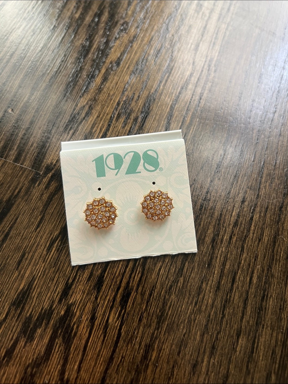 Vintage 1928 Gold-Tone Crystal Cluster Stud Earrings Studs